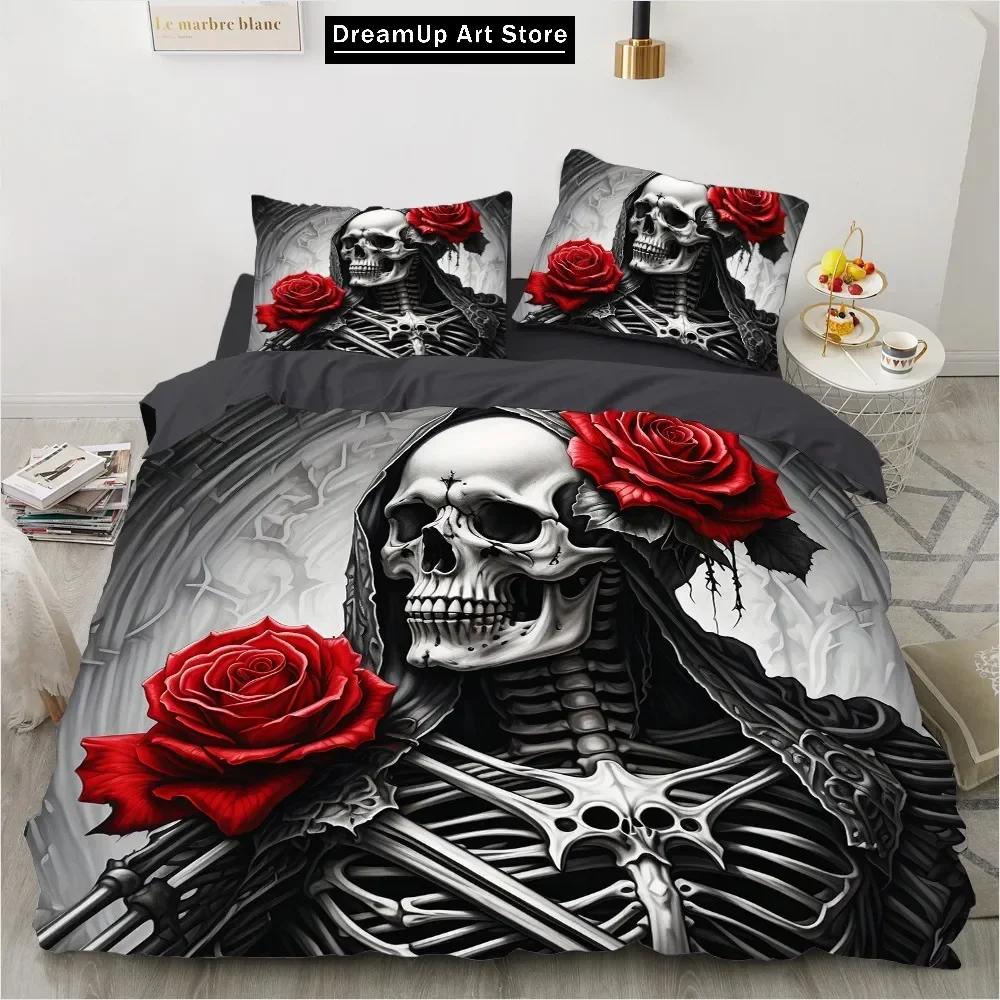 3D Print Fashion Grim Skull Bedding Set Boys Girls Twin Queen Full Size Duvet Cover Pillowcase Bed Adult Bedroom