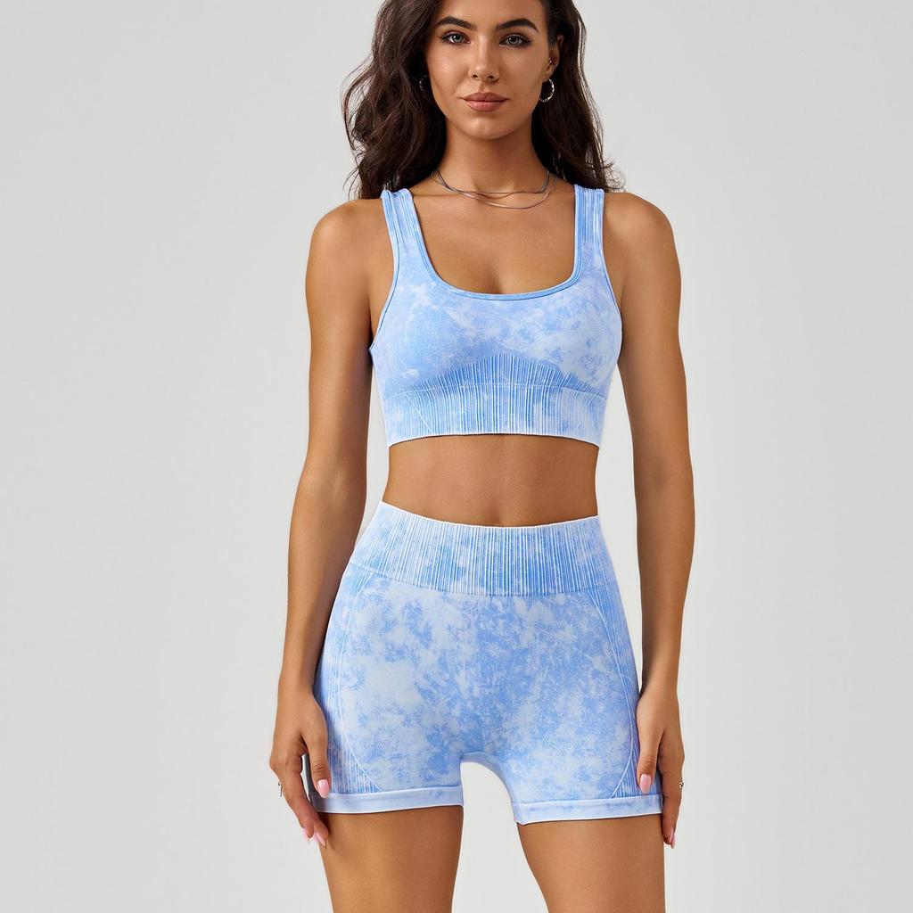 Women's Frosted Sport Yoga Set: High-Waisted Butt-Lifting Shorts & Bra