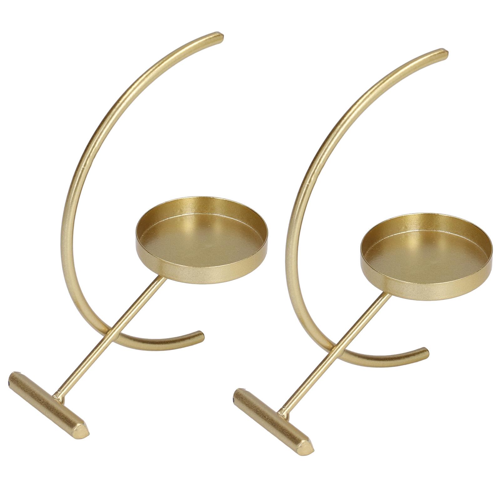 

2 шт. Золотой подсвечник Прочный Долговечный Железный Простой Элегантный Стиль Широкое Применение Свеча-вотив