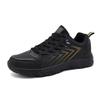 New spring black running shoes men's leather sneakers waterproof and non-slip casual travel shoes
