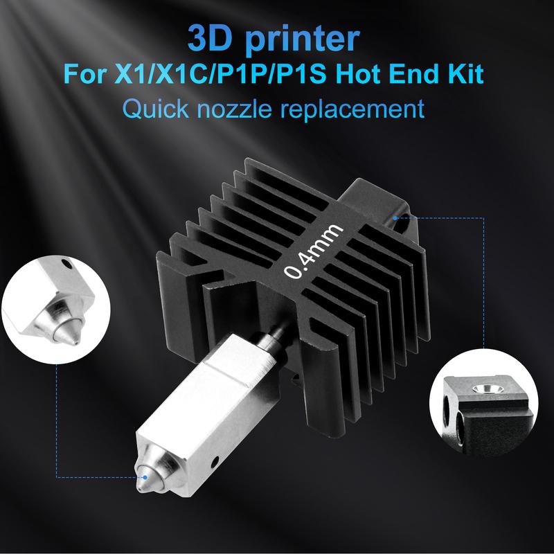 Upgrade Hotend For Bambu Lab X1/X1C Hot End For Bambulab P1P/P1S Hardened Steel Nozzle 0.2/0.4/0.6/0.8mm 3D Printer Parts