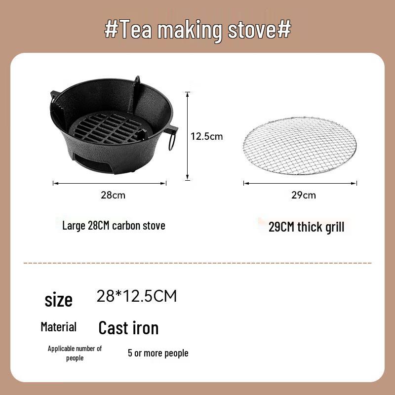 ZISIZ Outdoor Cast Iron Charcoal Grill