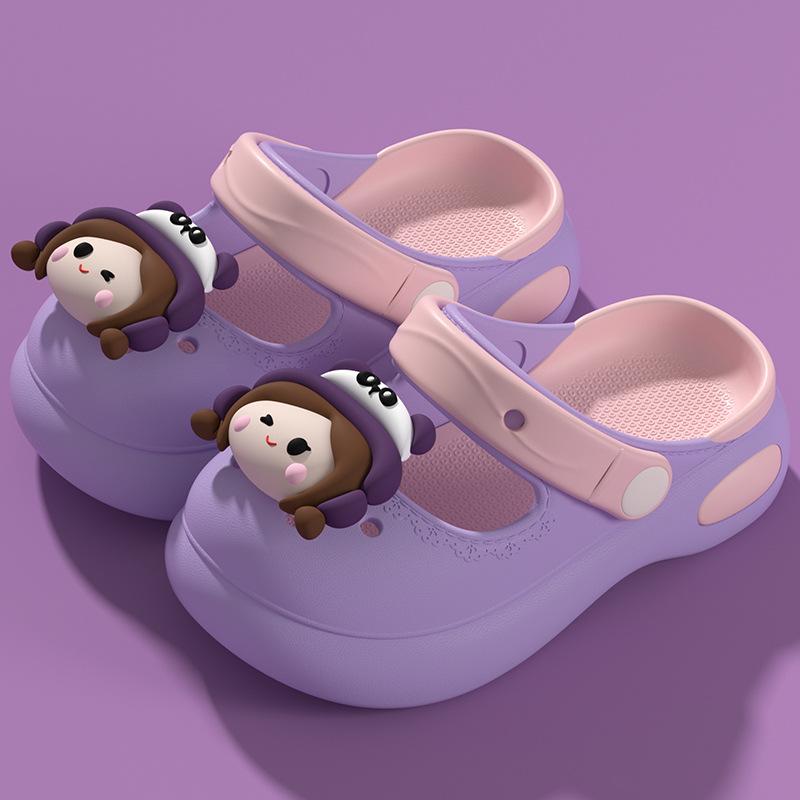 

Girls Summer New Sandals: Parent-Child Princess Children s Clogs, Mary Jane Shoes for Girls, Soft Sole Non-Slip Outdoor Slippers 17CM фиолетовый
