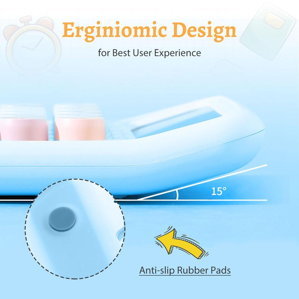 Cute Calculator, Calculator 2 Pieces 4.36.3in Desktop Calculator Large Display and Colorful Calculator Big Buttons, Standard Calculator 12 Digits,