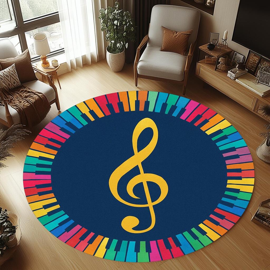 Runder Gitarrenteppich Rutschfest Waschmaschinenfest Teppich Kinderzimmer Runde Teppiche Wohnzimmer Fußmatte