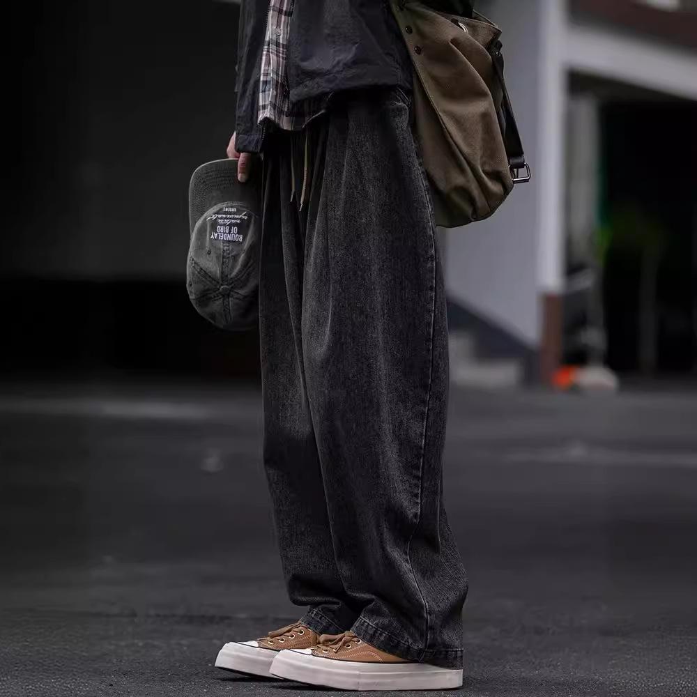 Retro Washed Old Jeans Men's and Women's Loose Straight Casual Dad Pants Wide-leg Mopping Lantern Trousers