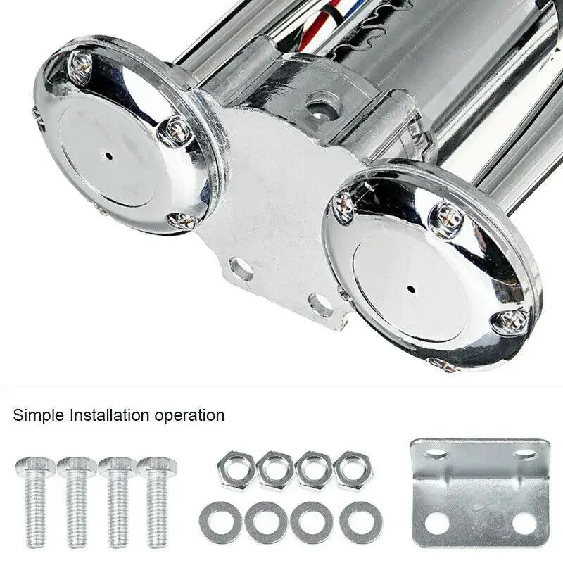 Super Loud 600DB Dual Trumpet Train Horns for Trucks 12V Stainless Steel Electric High Decibel Chrome Finished Car Speaker with