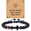 Cross Bracelet Religious Gifts, Handmade Beaded Bracelets,beaded inspirational bracelet, Tiger Eye Bracelet Gifts