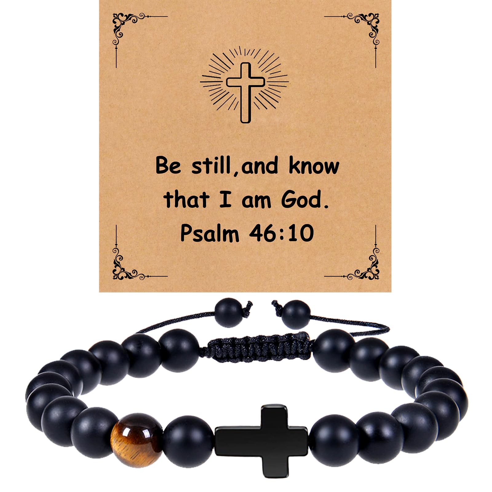 Cross Bracelet Religious Gifts, Handmade Beaded Bracelets,beaded inspirational bracelet, Tiger Eye Bracelet Gifts