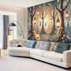 2D Enchanted Forest Tapestry, Fairies with Glowing Lanterns and Mushrooms Wall Hanging, Dreamy Home Decor