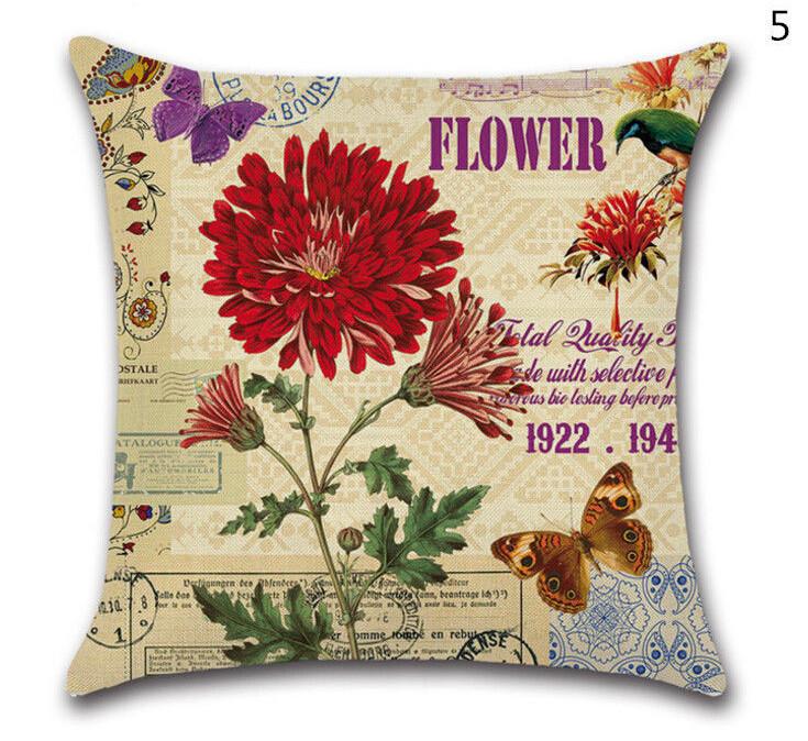 Premium Quality Tropical Feuilles Cushion Cover With Vintage Floral Design For Sofa