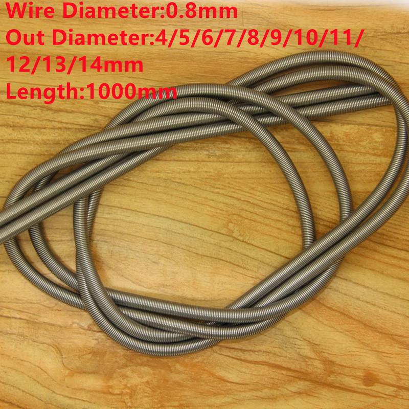 2PCS,1 Meter Custom Spring Steel Tension Extension Spring,0.8mm Wire Dia*4/5/6/7/8/9/10/11/12/13/14mm Out Diameter*1000mm Length