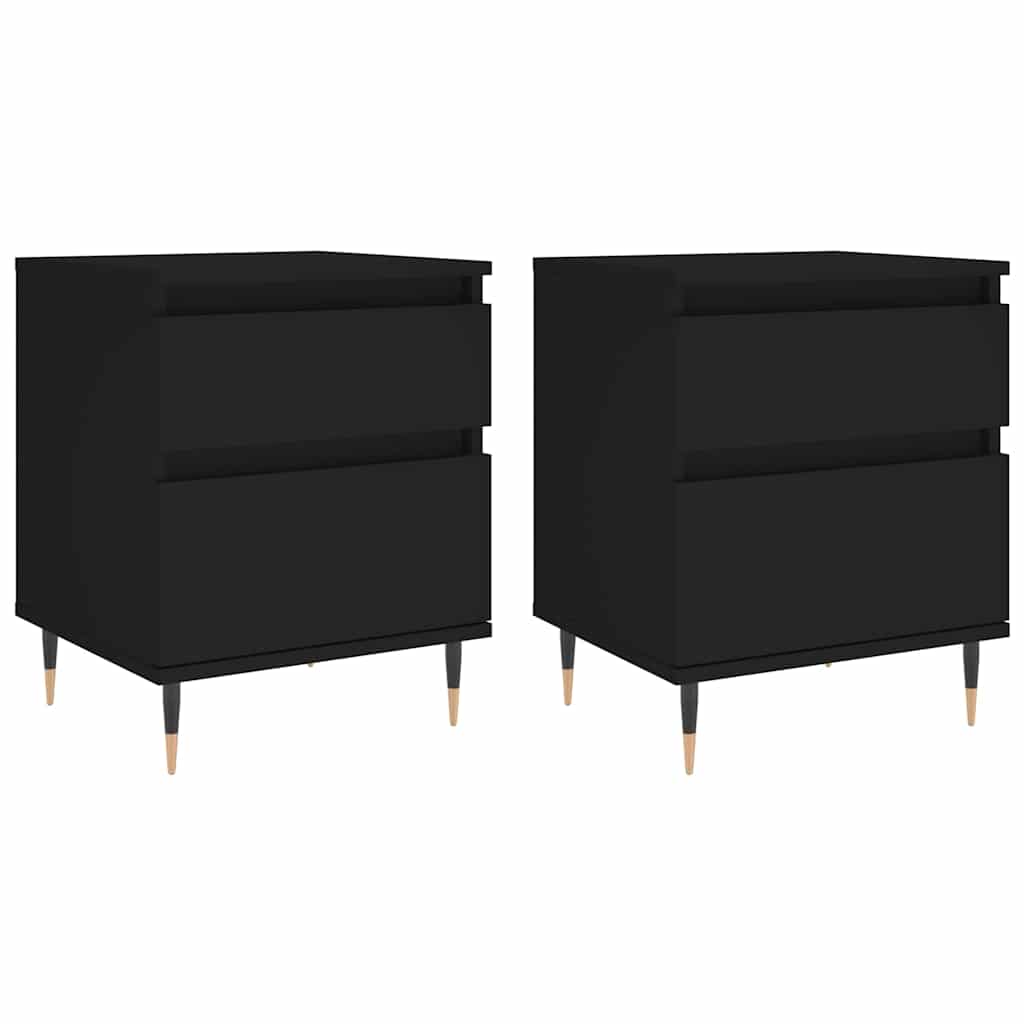 Nightstands (2 Pcs) Black 40 X 35 X 50 Cm Particleboard