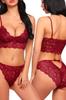 Damenmode Neue Unterwäsche-Sets Burgunderrotes Strap-on-Stilvolles Bustier-BH-Set für Damen