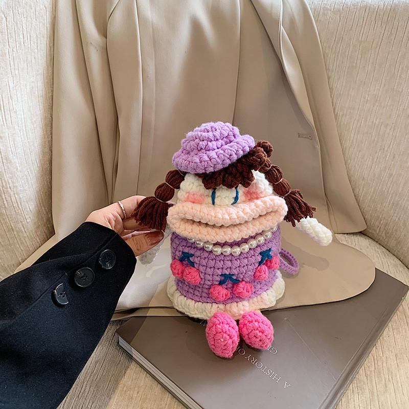 Adorable Cartoon Character Handcrafted Crochet Kids Shoulder Bag For Boys And Girls