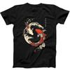 Yin Yang Marea Valoare Pești Koi Flori de Cireș Tricou Cadou Negru 414