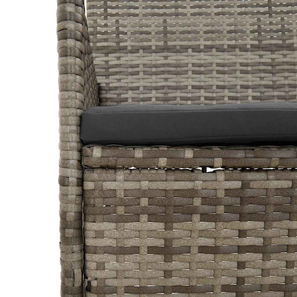 4 Piece Garden Lounge Set with Cushions Gray Poly Rattan