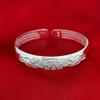 Gypsophila Heart Sutra Silver Open Bangle: Simple Women's Buddhist Bracelet