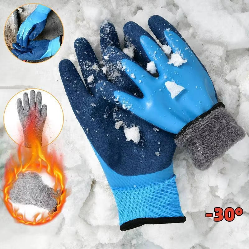 -30 Thickened Work Gloves Waterproof Windproof Coldproof Full Finger Gloves Winter Outdoor Riding Gloves Flower Protective Glove