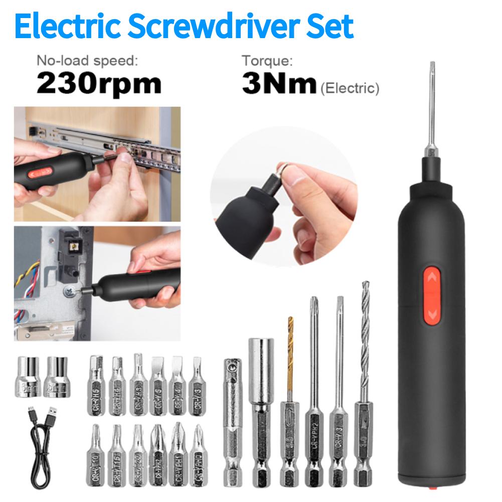 Electric Screwdriver Set LED Light Power Screwdriver 4V Automatic Screwdriver Rechargeable for Electronics Camera Laptop and PC