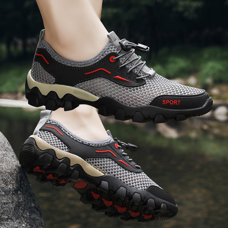 Summer Men'S Mesh Sports Shoes Fashion Mountaineering Breathable Lightweight Anti Slip Shoes Outdoor Travel Running Casual Shoes