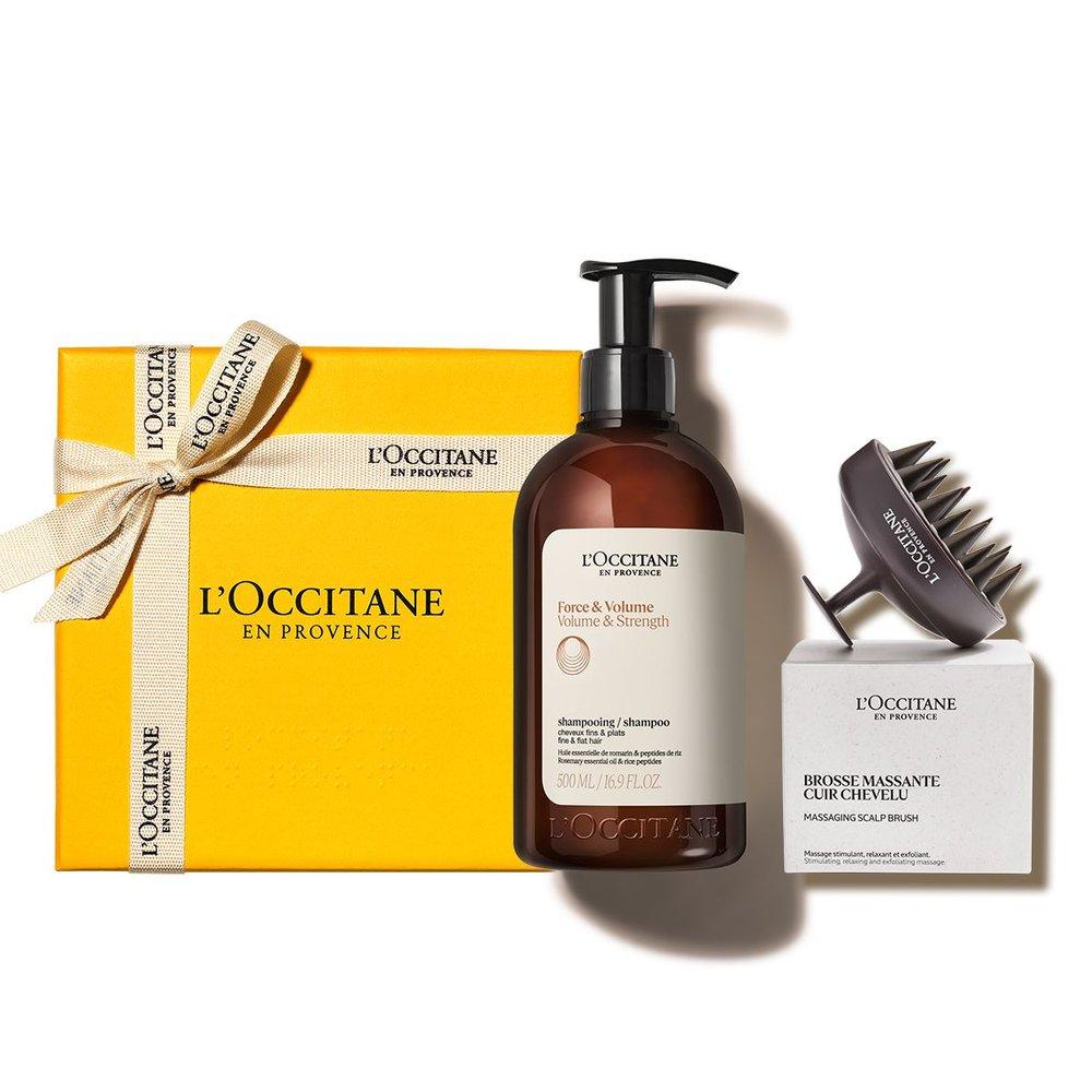 L Occitane [Подарок][Эластичность кожи головы и волос] Шампунь для объема и силы 500 мл Набор (+Щетка для кожи головы)