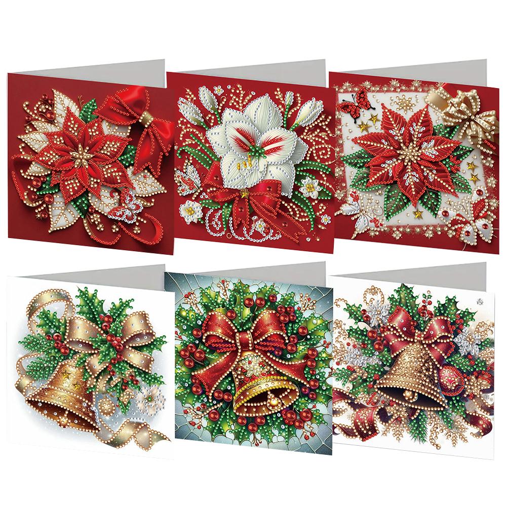 6PCS DIY Xmas Designs Diamond Painting Greeting Card Set Rhinestone Diamond Art Mosaic Postcards Congratulations Cards & Gifts