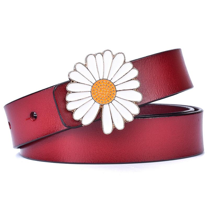 Belt Women S Leather Cowhide Smooth Buckle Thin Belt Casual Women S Decoration 100cm красный
