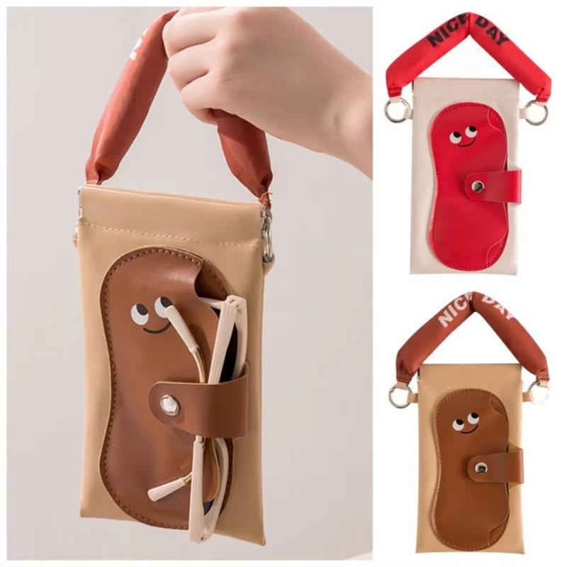 Cute 2-in-1 Phone and Sunglasses Bag Portable Glasses Storage Bag with Hanging Sunglasses Car Storage Glasses Pouch