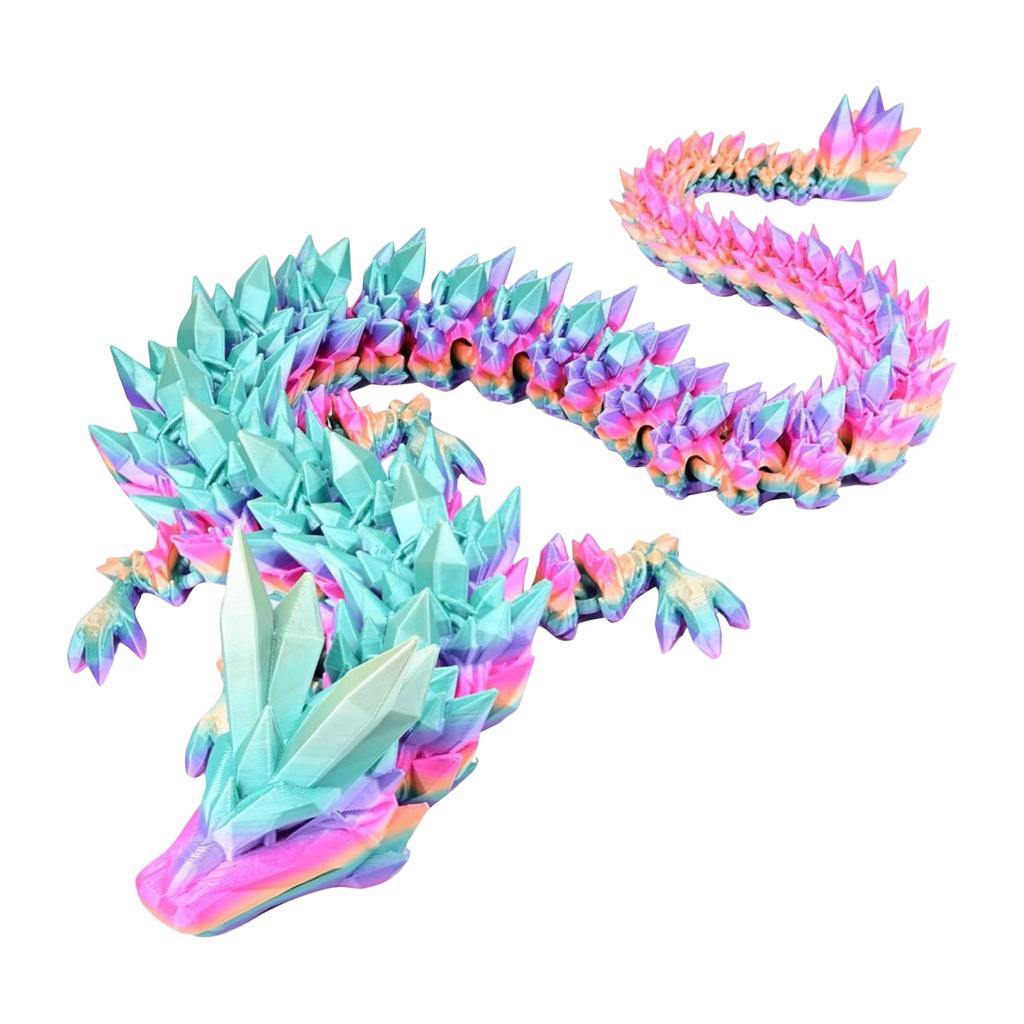 12 Inch Flexible 3D Printed Dragon With Eyes, Articulated 3D Printed Animals, 3D Printed Toys For Anxiety And ADHD Relief, Unique Home Decor