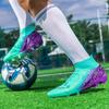 Men's High-top Football Boots Large Size Long Nails Leather Boys Soccer Shoes Nailing Anti -slip Football Boots for Kids