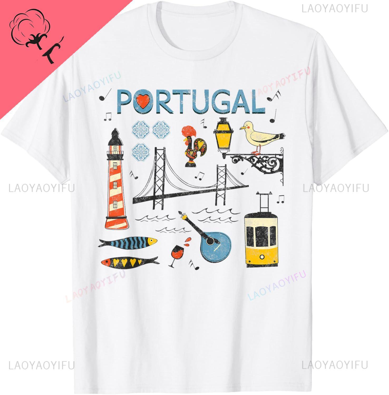 Путешествие Европа Португалия Лиссабон Португальский Отпуск Сувенир Футболка Напечатанная на заказ Графические футболки Хлопок Винтажная одежда S