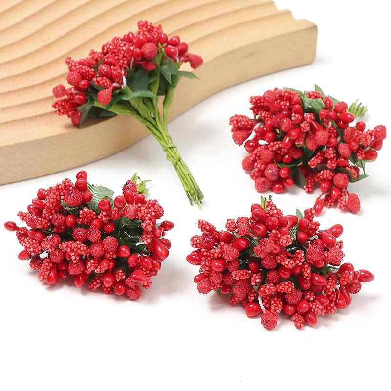 Artificial Flowers Stamen Bouquet for Home Room Decor Wedding Marriage Decoration Garland Mother's Day Gift Scrapbook Accessory KTY