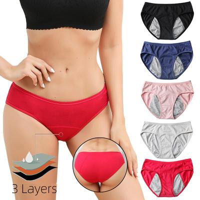 Culotte physiologique taille basse pour femme, couleur unie, pantalon menstruel élargi anti-fuite, confortable et respirant, sous-vêtements menstruels pour femmes