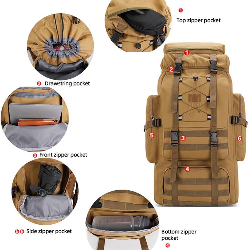 Large Camping Backpack Travel Luggage Bag 80L Men Hiking Climbing Mountaineering Shoulder Pack Molle Outdoor Rucksack