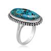 Natural Copper Turquoise Gemstone 925 Sterling Silver Beaded Split Shank Ring For Women & Girls