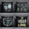 Cool black style black background printed pattern cushion cover for home bedroom living room sofa decorative pillowcase