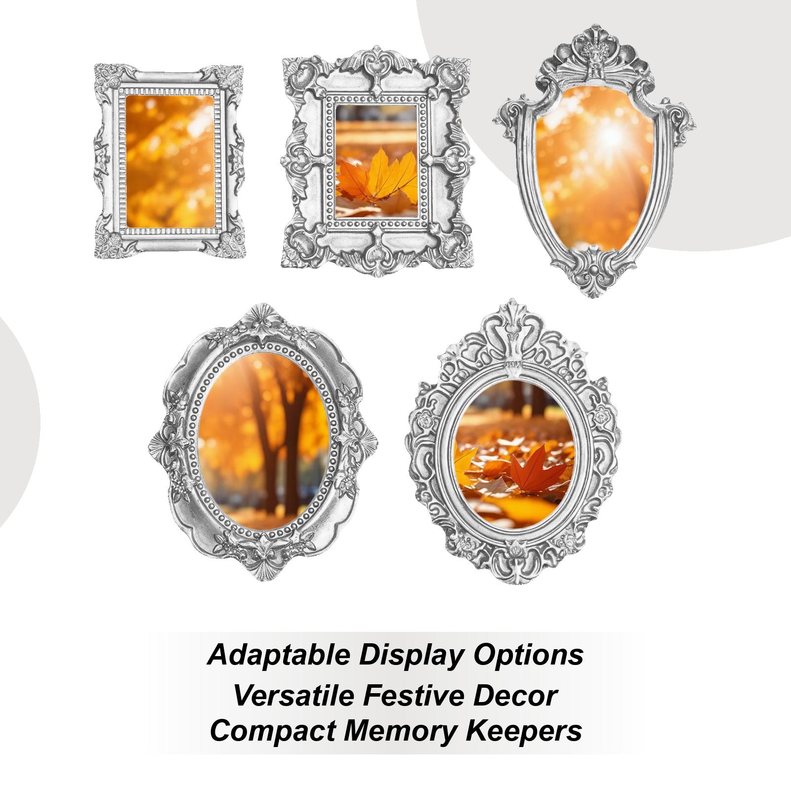 

5 Pieces Vintage Mini Picture Frames Small Resin Photo Frames DIY Jewelry Display Miniature Silver Picture Frames Decorations China Mainland