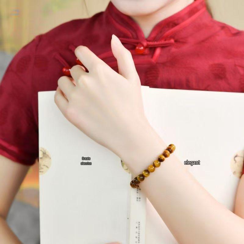 Natural Tiger Eye & Black Agate Stone Bracelet for Men, Women, and Girls - Round Beads Friendship Gift