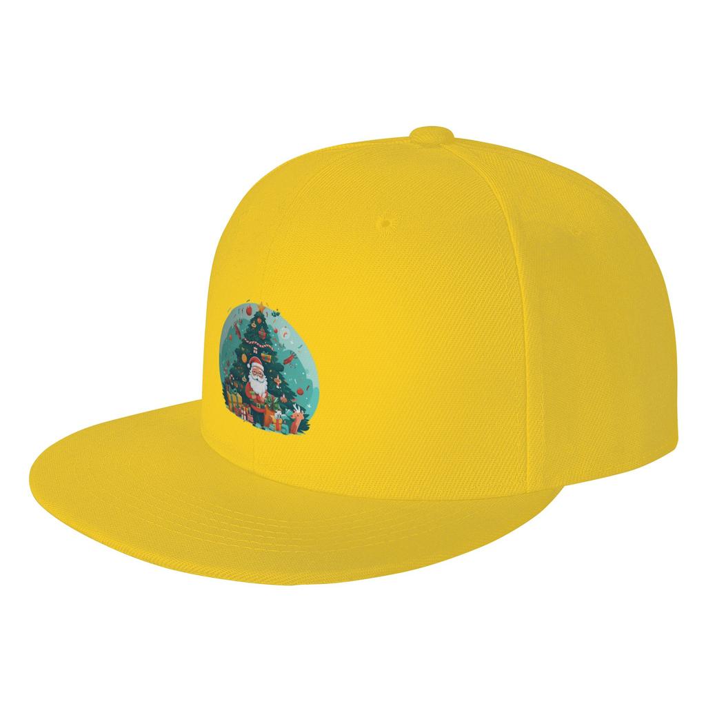 Fashion Santa Claus under the tree Flat Brim Sun Hat Fine WorkUnisexship Unisex Hat