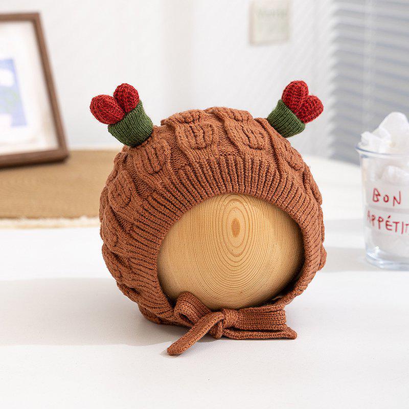 

Autumn & Winter Cute Cactus Tie-Beanie: Warm Knit Wool Hat for Newborn Girls 48-52 CM