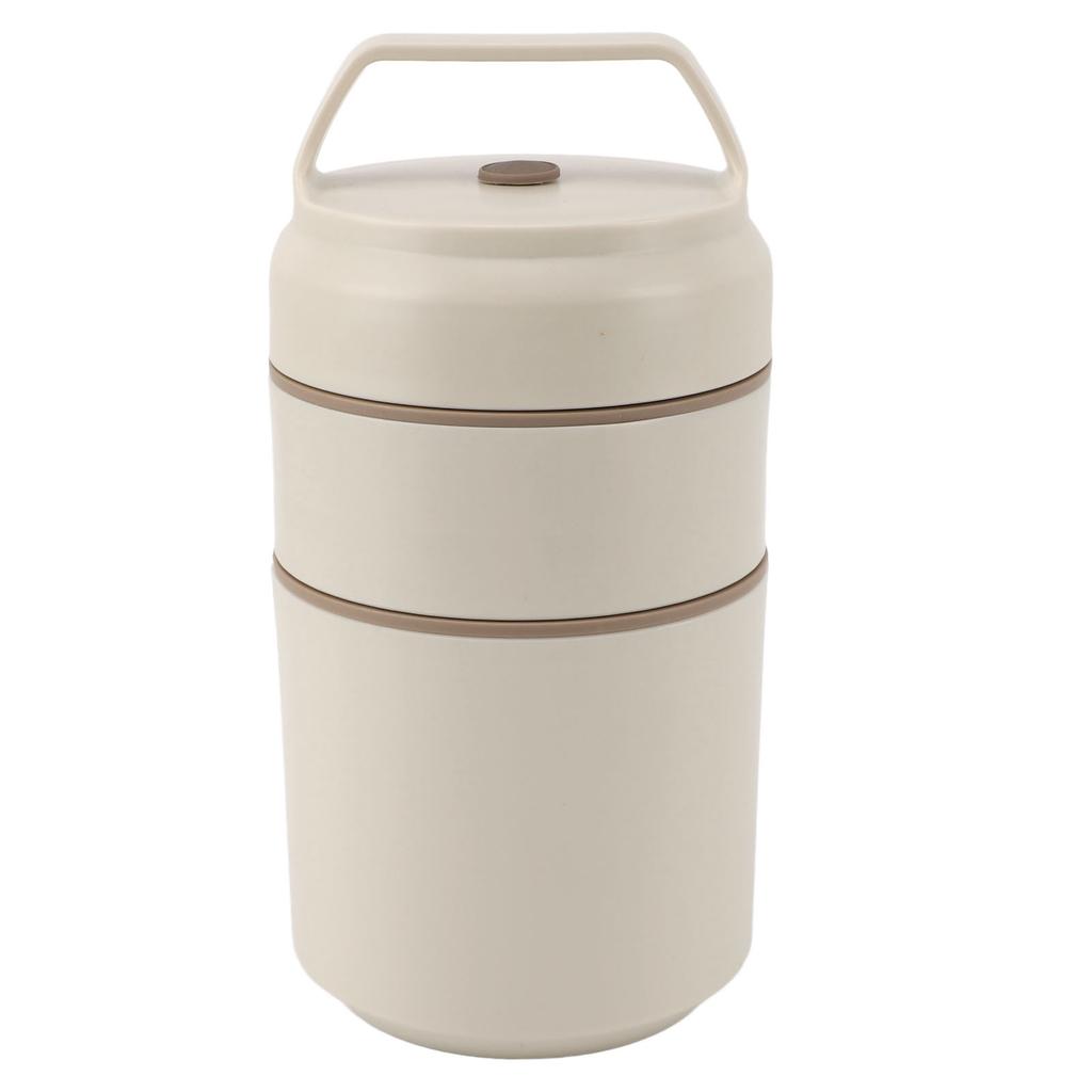Stainless Steel Insulated Food Jar Double Layer 620ml Capacity Leak Proof Lid Insulated Food Container Wide Mouth Beige