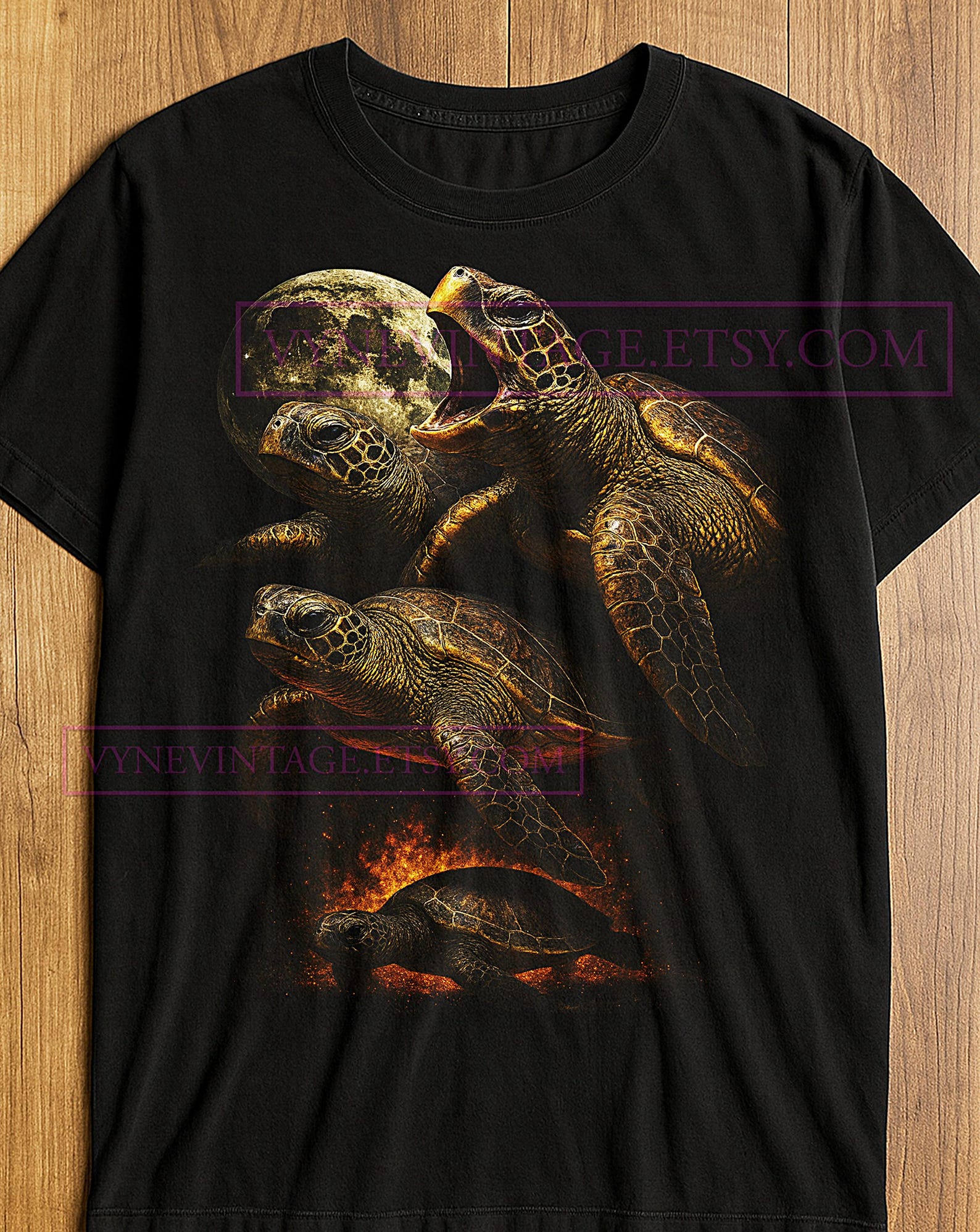 Call Of The Ocean T-Shirt, Night Sea Turtles Moonlight Art, Nature Power Wildlife Graphic Tee, Vintage Ocean Spirit Shirt 3XL