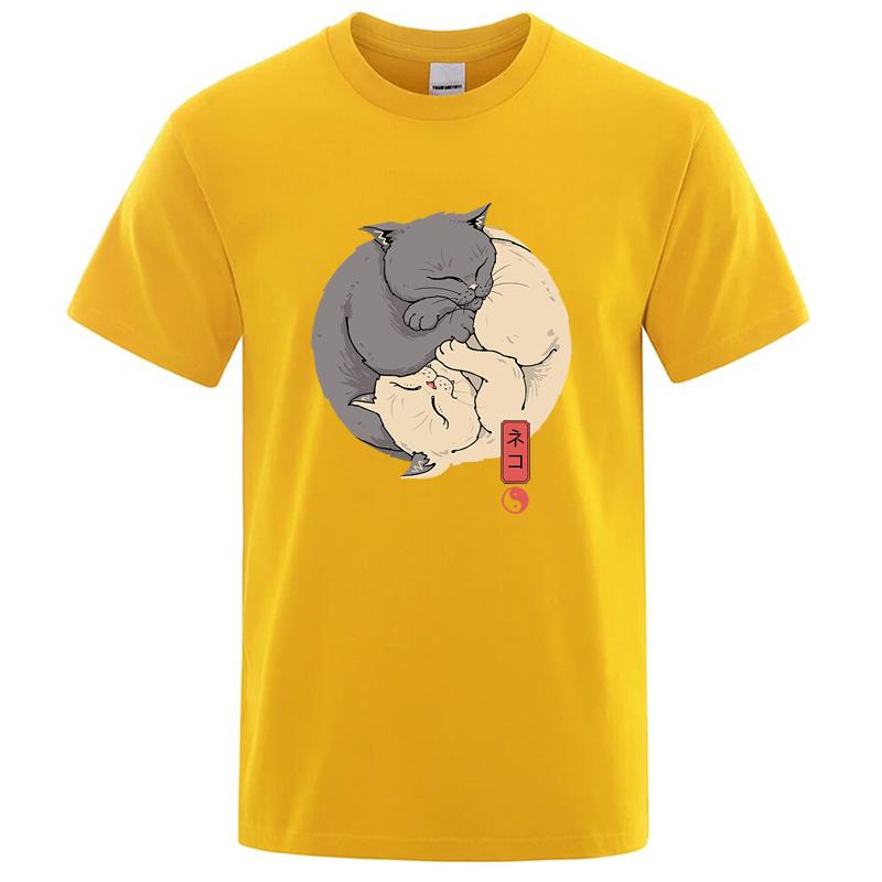 Summer Mens High Quality Tshirt 100 Cotton Short Sleeve Funny Cat Print Tshirt Casual Loose Oneck Cool Tshirt Male Tees