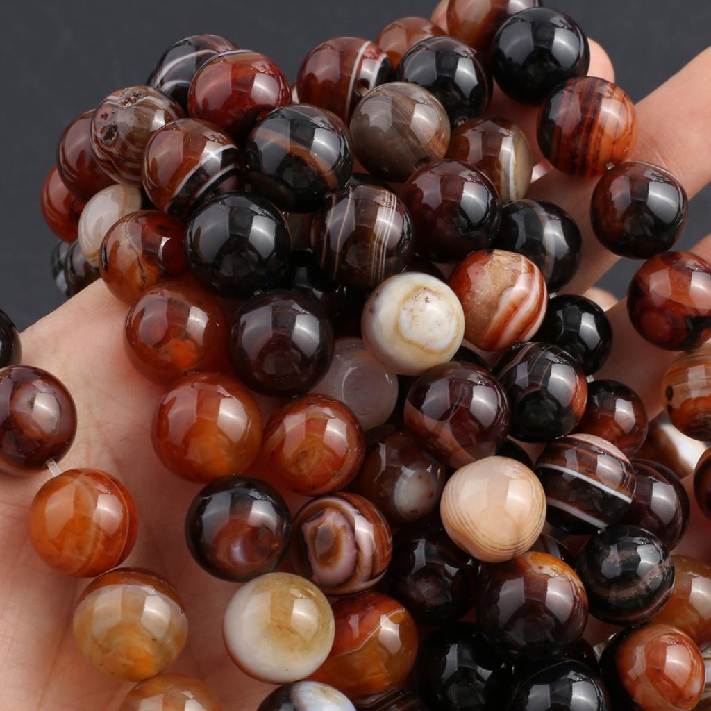 Dark Bead Isoaltion Stone Natural Striped Agates Round Beads For Jewelry Making Diy Necklace Earrings Bracelet Accessory