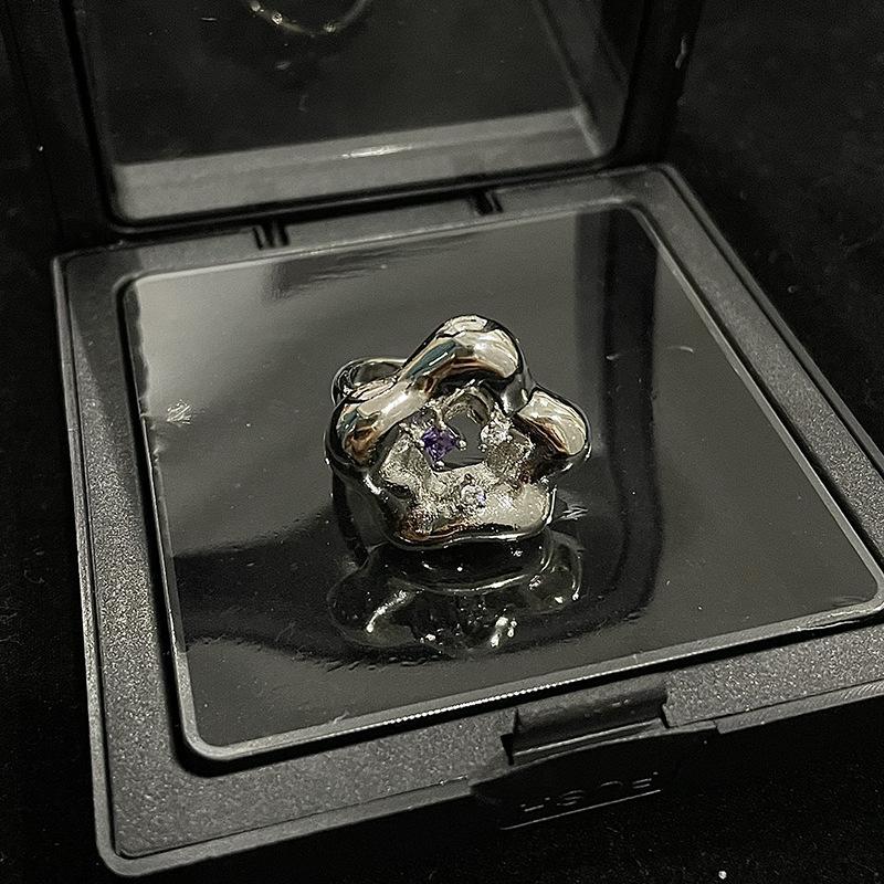 Morning Glory Jewelry Set, Niche Design Necklace, High-End Open Ring, High-End Inlaid Zircon Stud Earrings, Women