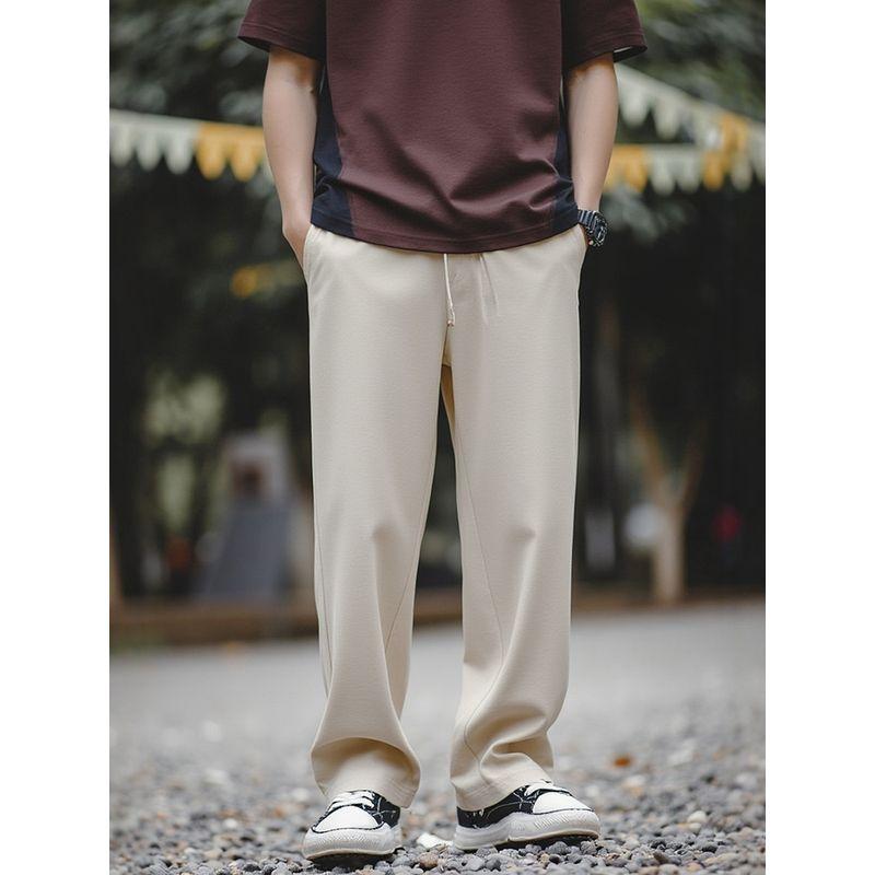 Anti-Wrinkle Lyocell Tencel Drape Linen Pants Men's Summer Thin Straight Pants Foreign Trade Men's Casual Trousers