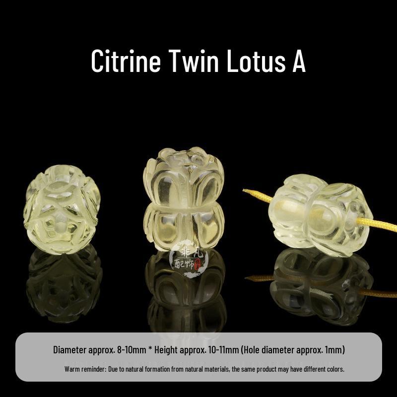 Natural Citrine Carving: Double Lotus, Nine-Tailed Fox, Rabbit, Gold-Swallowing Beast, Waking Lion - DIY Handmade Accessories