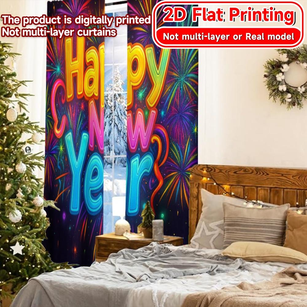 Modern Flat Printing Newyearjoy Curtains Durable Polyester Gifts Perfect Living Room Home Light Filtering Set Of 2 Made Great Decor