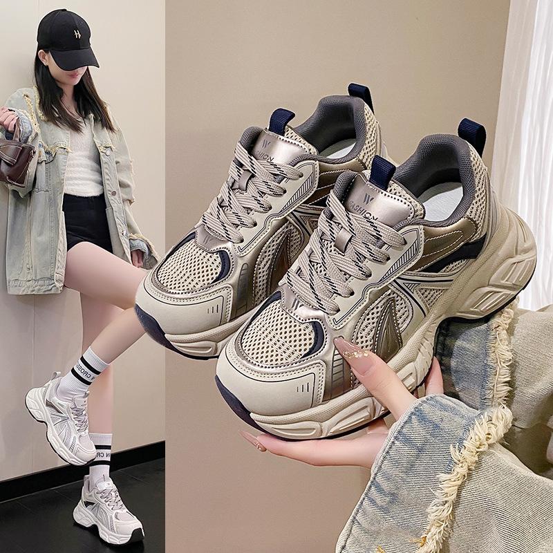 New Color Matching Dad Shoes Platform Sports Heightening Leather Shoes Women's Shoes Student Fashion